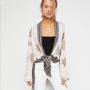 Free People Forget Me Not Mixed-Print Kimono/ Open Cardigan Sz XS